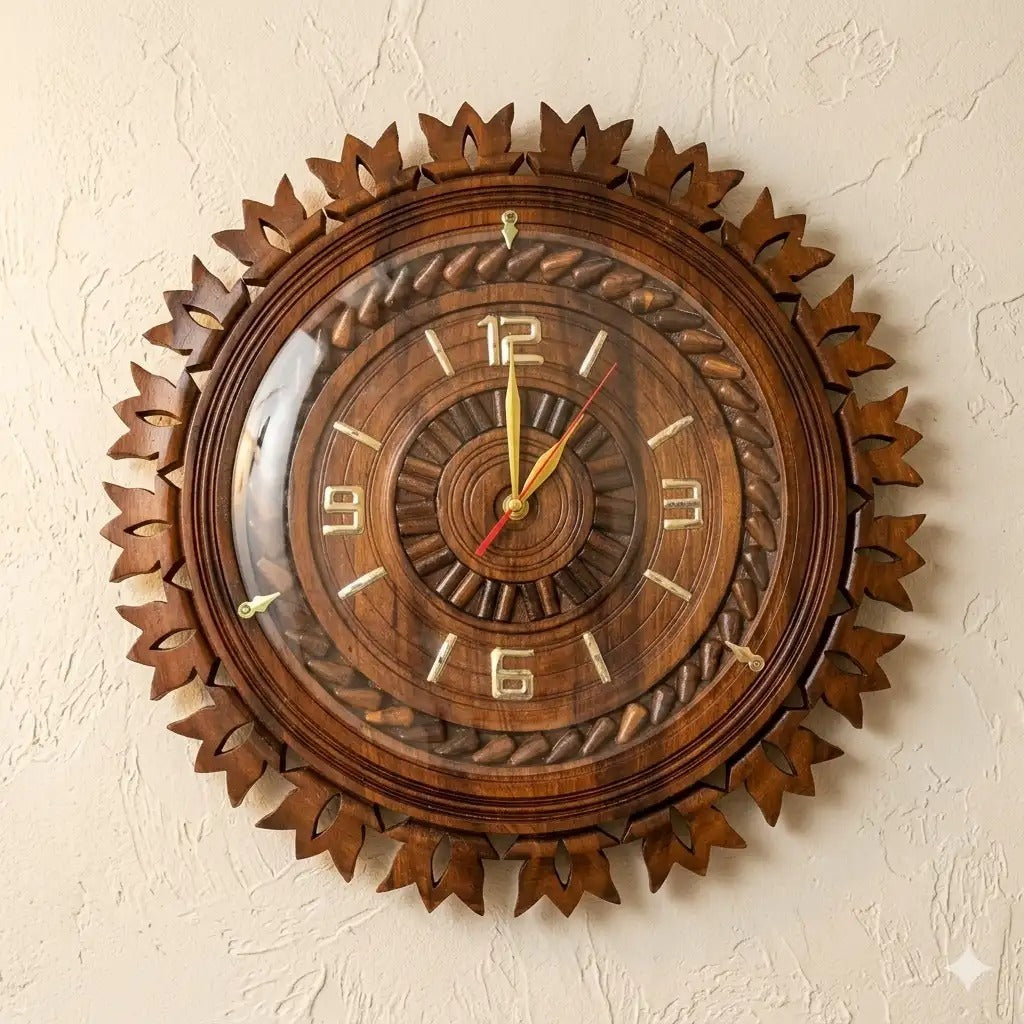 Leaf Cut Wall Clock – Elegant Nature-Inspired Design