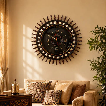 22 Inch Sunflower Black Wall Clock - Life time warrenty